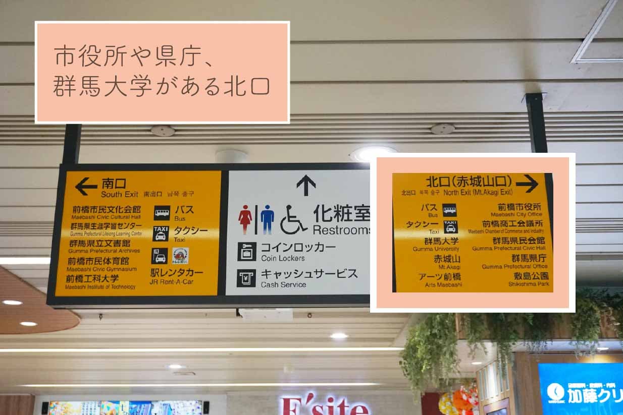 市役所や県庁、群馬大学がある北口。