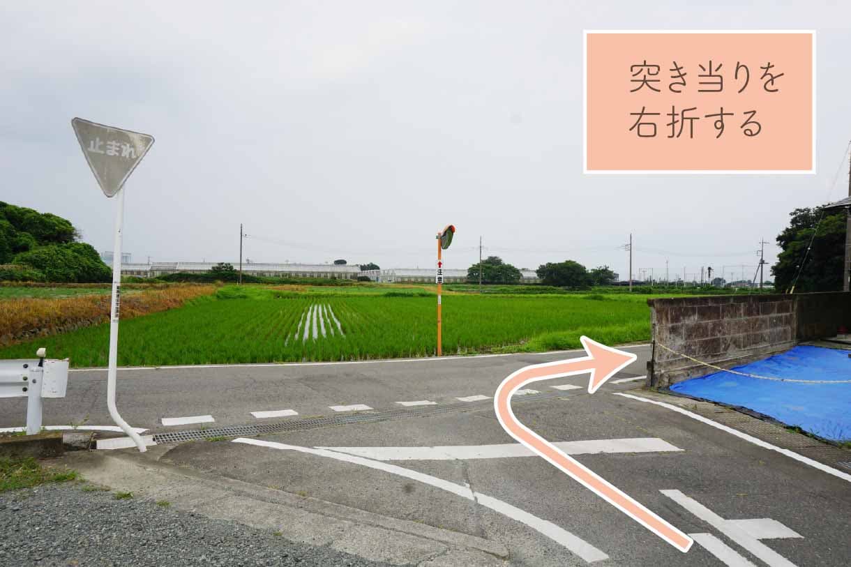 突き当りを右折する。